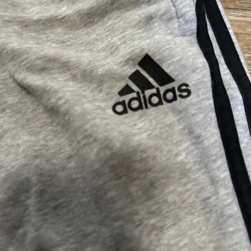 Adidas Mens Heather Grey 3-Stripe Zipper Ankle Sweatpants Joggers Large - Picture 2 of 7